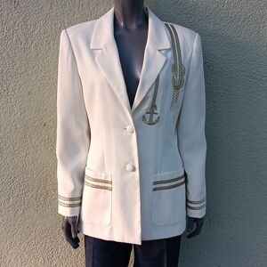 ST. ANTHONY EVENING LADIES NAUTICAL GOLD TRIM CREAM COLOR (2) BUTTON SUIT COAT